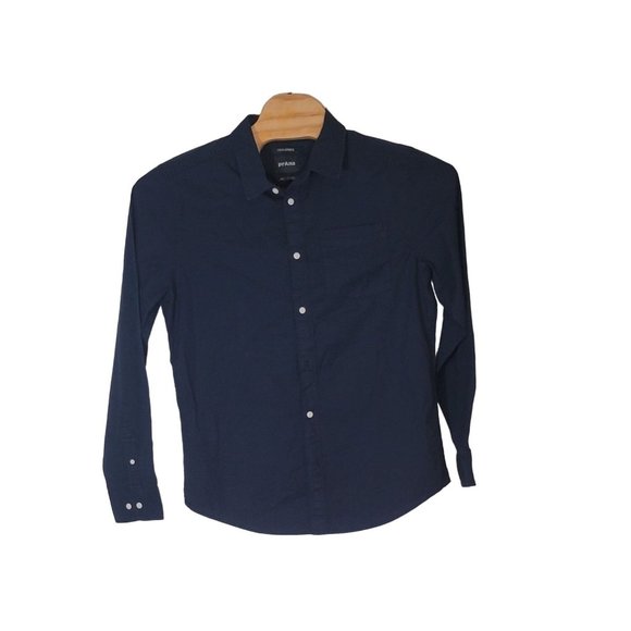 Prana Tailored Button-Up Dress/Casual Blue‎ Long Sleeve Shirt Size Large - Picture 1 of 5